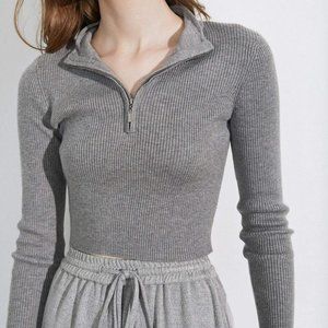 J.ING grey zip-up sweater